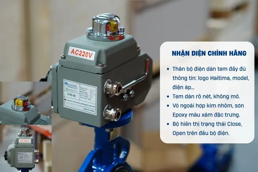 Nhận diện van bướm điều khiển điện Haitima chính hãng