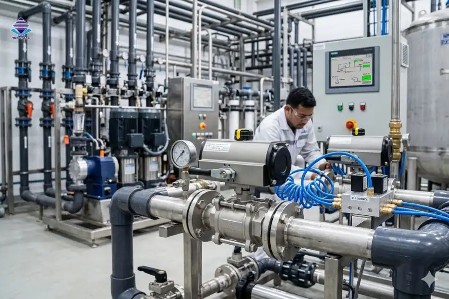 Ứng dụng thực tế van bi điều khiển khí nén