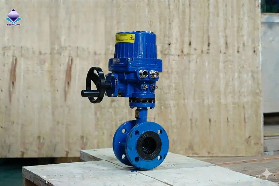 Van bướm điều khiển điện kết nối mặt bích