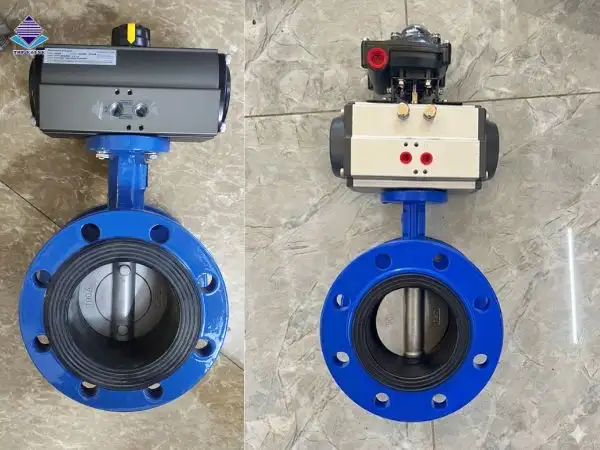Van bướm mặt bích điều khiển khí nén