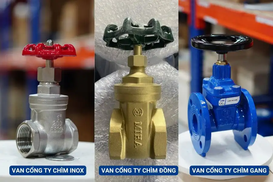 Phân loại van cổng ty chìm theo chất liệu