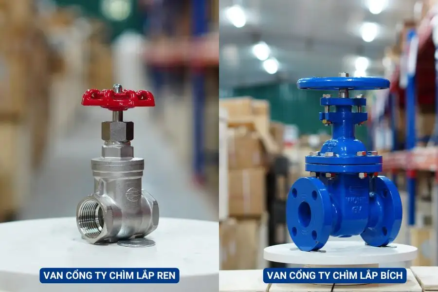Phân loại van cổng ty chìm theo kiểu kết nối
