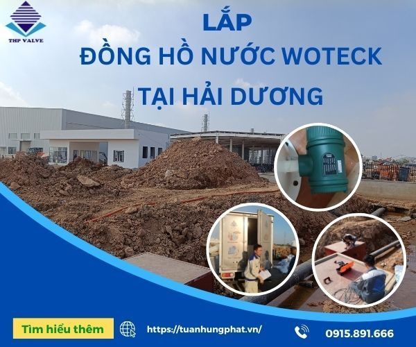 Lắp đặt đồng hồ nước điện tử Woteck tại nhà máy Hải Dương