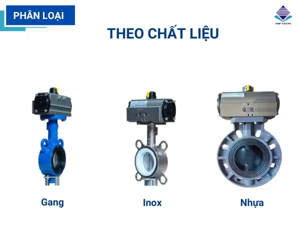 Hiện đang có 3 chất liệu van bướm khí nén Kosaplus phổ biến là: gang, nhựa, inox
