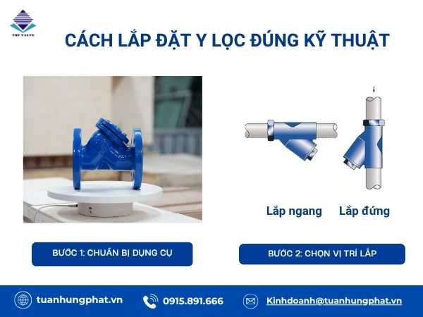 Cách lắp đặt y lọc chi tiết