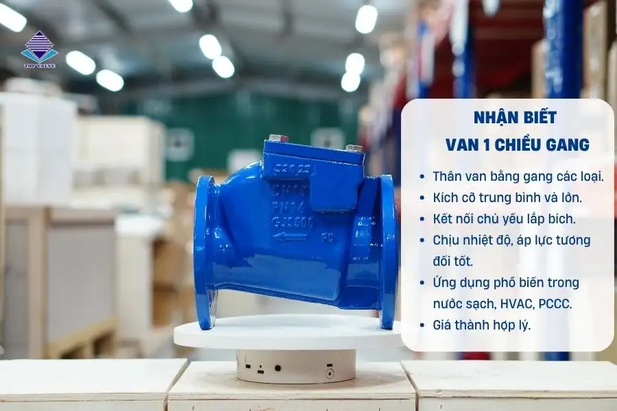Nhận biết van 1 chiều gang thông qua thiết kế