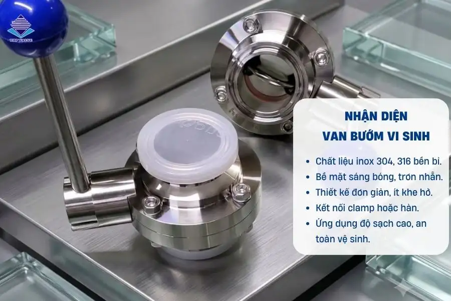 Van bướm vi sinh có bề mặt sáng bóng, trơn nhẵn