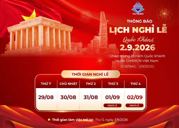 THÔNG BÁO LỊCH NGHỈ LỄ QUỐC KHÁNH 2/9/2026