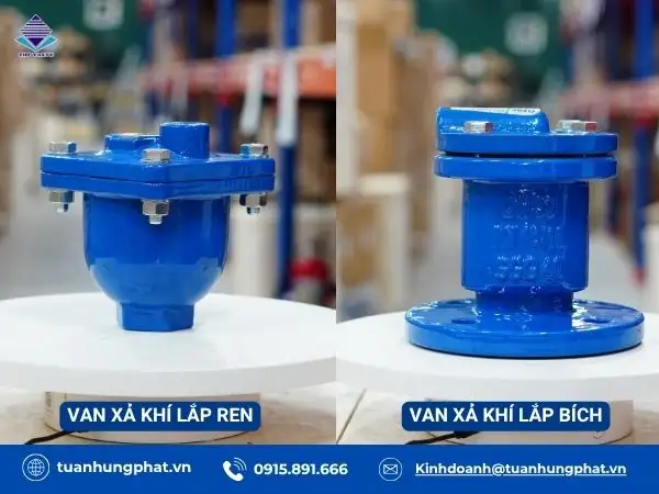 Phân loại van xả khí tự động theo kiểu kết nối: nối ren, lắp bích