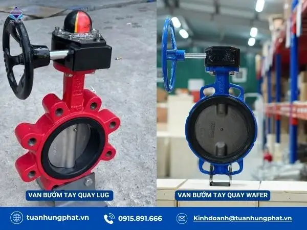 Van bướm tay quay lug - Van bướm tay quay wafer