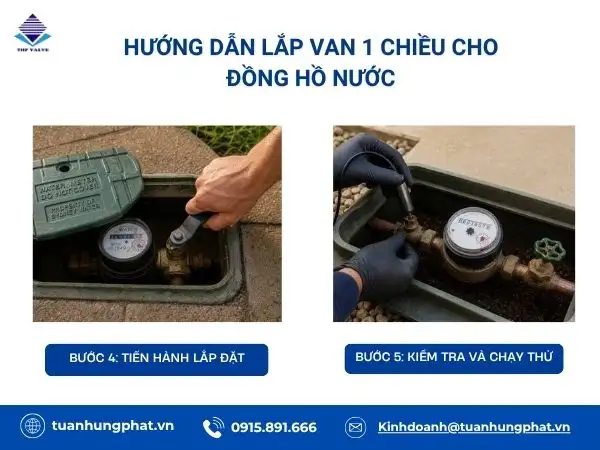 Các bước lắp van 1 chiều cho đồng hồ nước đúng kỹ thuật