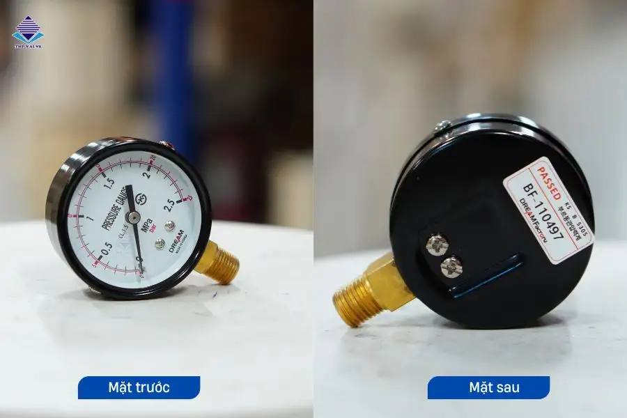 Mặt trước và mặt sau đồng hồ đo áp suất Dream 11