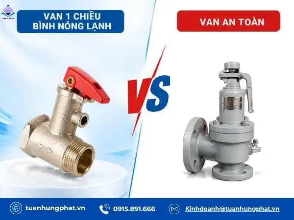 So sánh van 1 chiều bình nóng lạnh và van an toàn