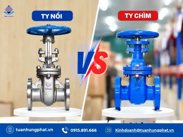 Sự khác nhau giữa van cổng ty nổi và ty chìm