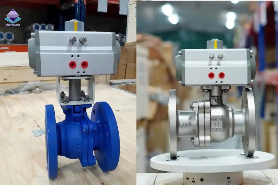 Van bi mặt bích điều khiển khí nén