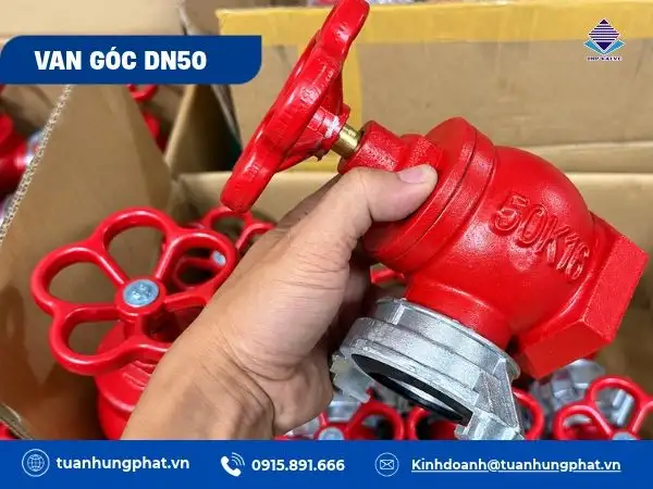 Van góc DN50 - 2inch - 60mm trong hệ thống PCCC