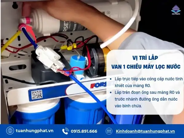 Vị trí lắp van 1 chiều máy lọc nước